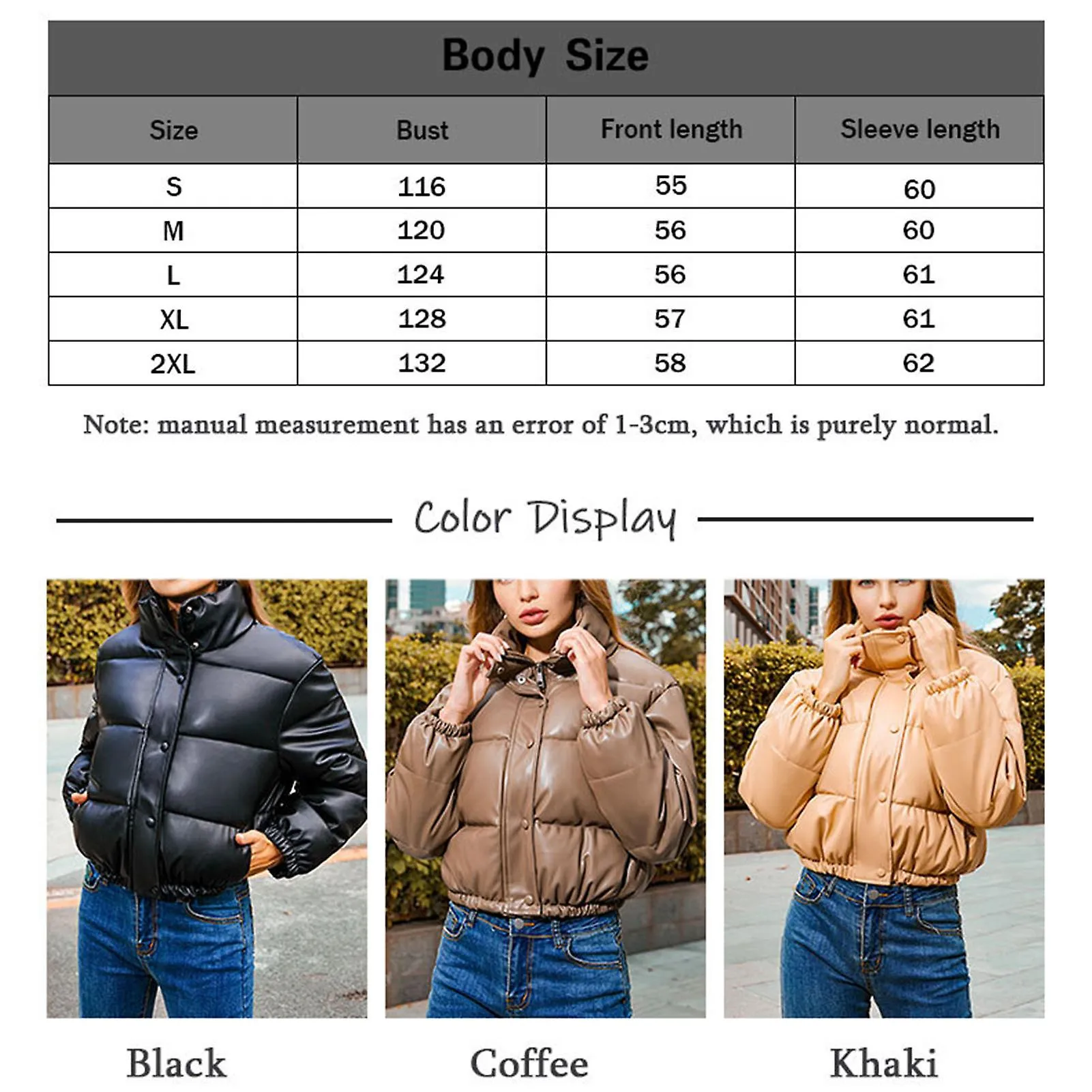 Abrigo de cuero Collar Cortavientos Otoño e Invierno Abrigo acolchado para mujeres