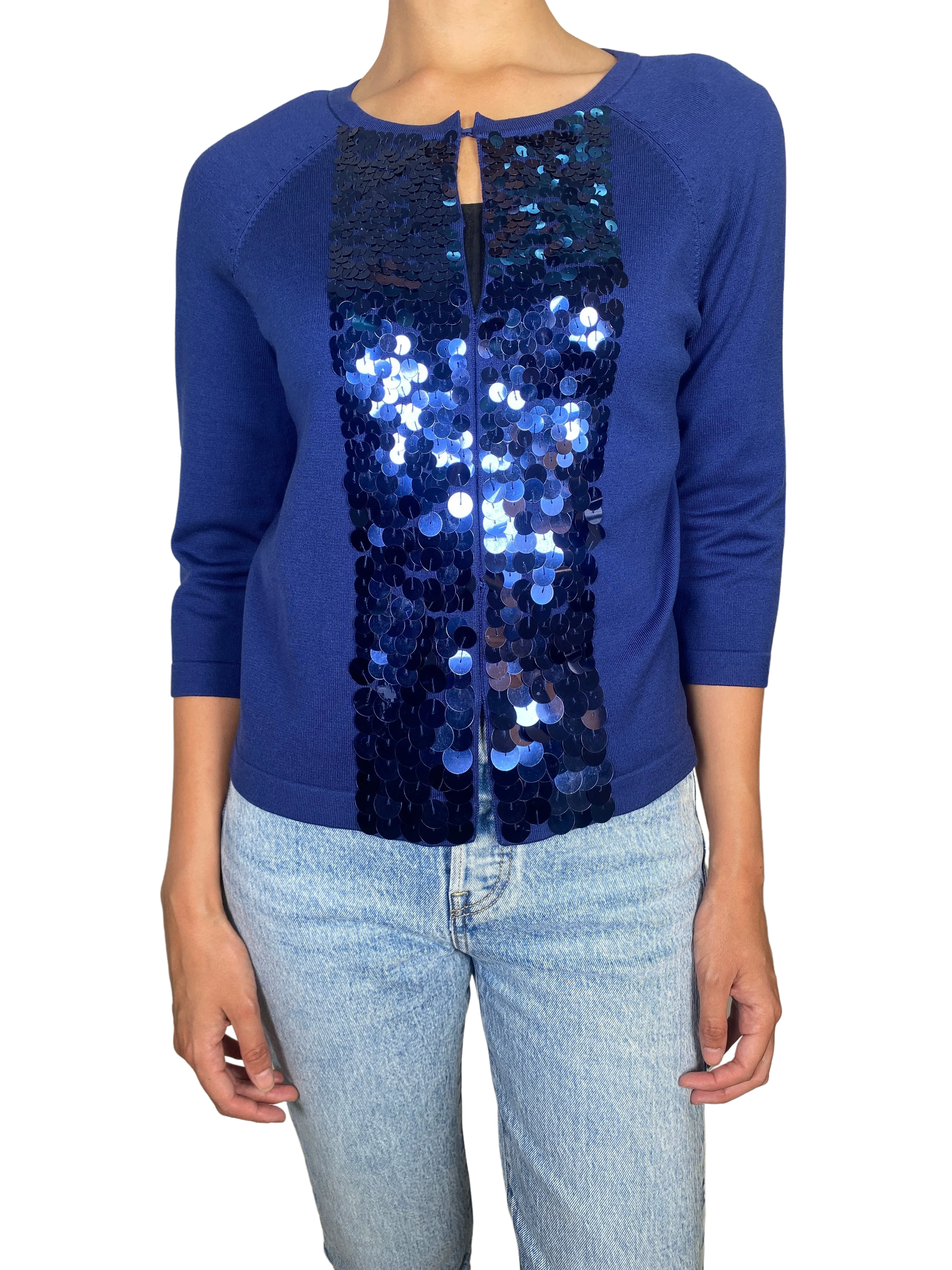 ANN TAYLOR Sweater Azul Lentejuelas