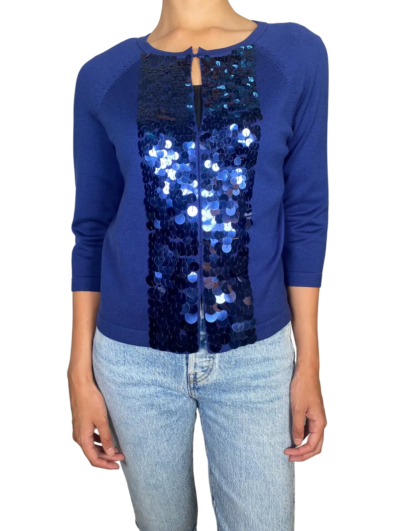 ANN TAYLOR Sweater Azul Lentejuelas