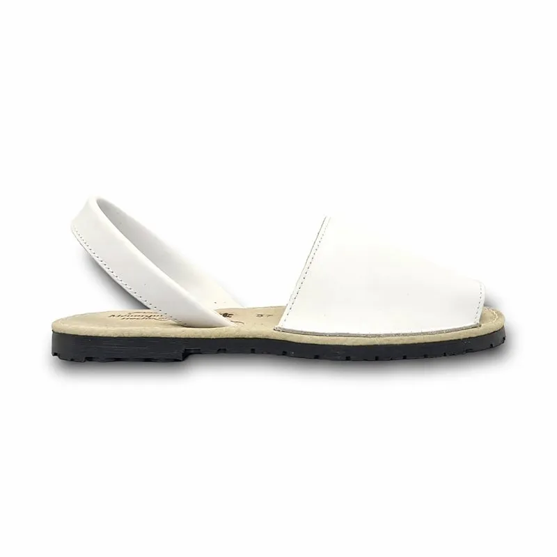 Avarcas Menorquinas Mujer Piel Plantilla Acolchada 55010 Blanco, de Pisable