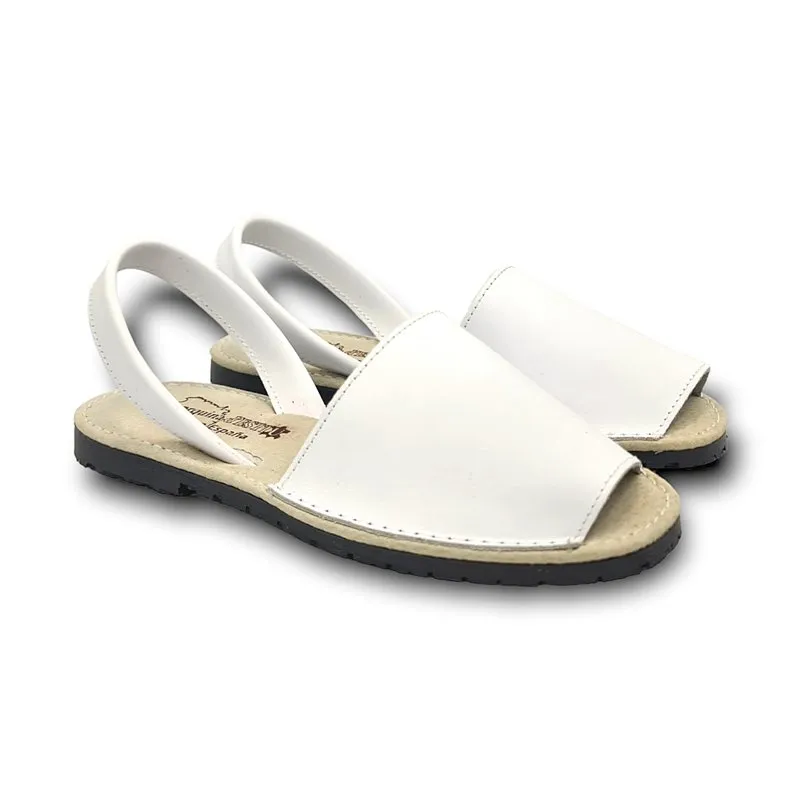 Avarcas Menorquinas Mujer Piel Plantilla Acolchada 55010 Blanco, de Pisable