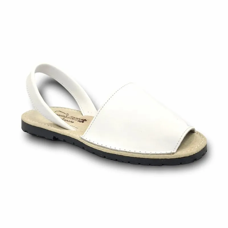 Avarcas Menorquinas Mujer Piel Plantilla Acolchada 55010 Blanco, de Pisable