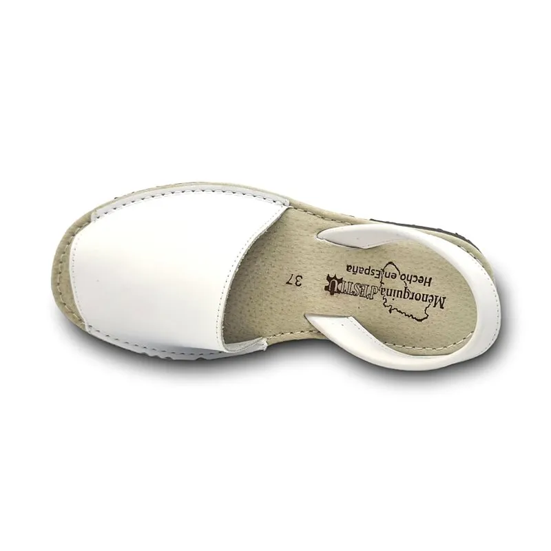 Avarcas Menorquinas Mujer Piel Plantilla Acolchada 55010 Blanco, de Pisable