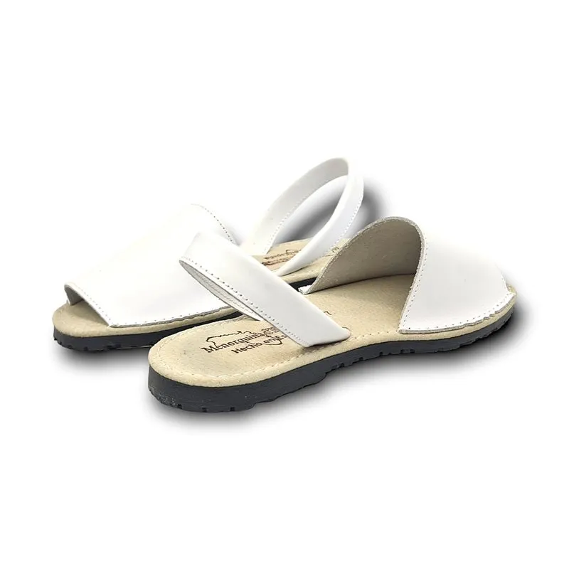 Avarcas Menorquinas Mujer Piel Plantilla Acolchada 55010 Blanco, de Pisable