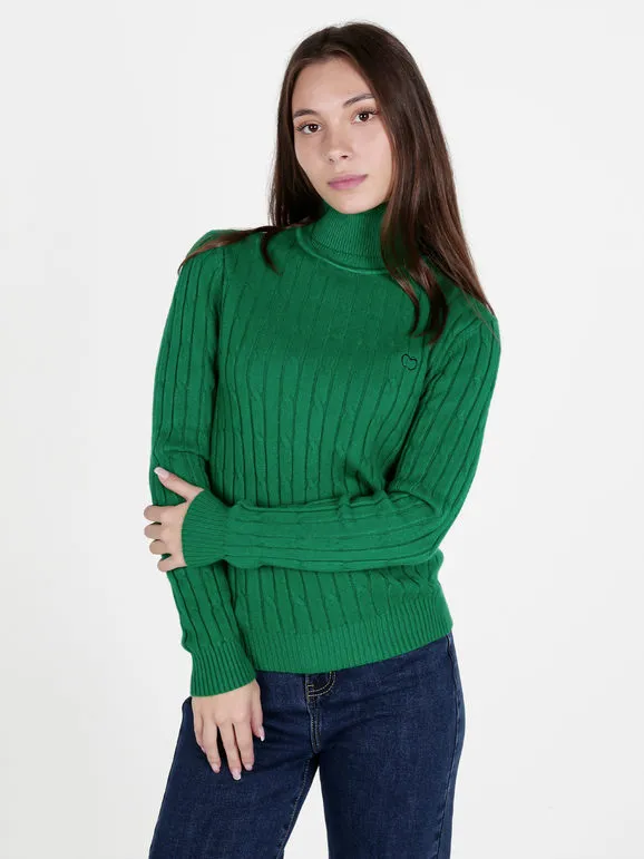 Baci & Abbracci Jersey de mujer de punto trenzado con cuello alto