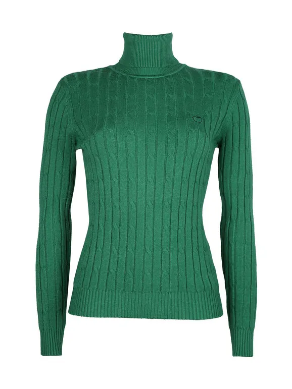 Baci & Abbracci Jersey de mujer de punto trenzado con cuello alto