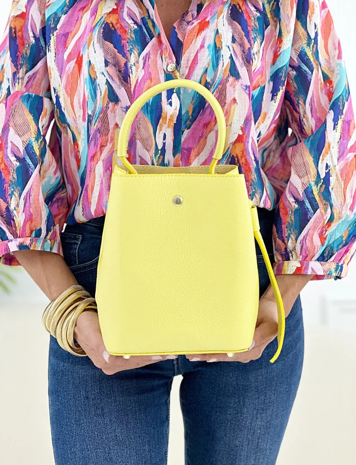 Bolso bucket amarillo limón