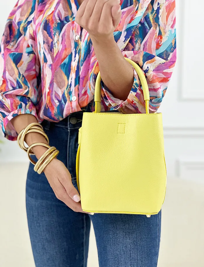 Bolso bucket amarillo limón