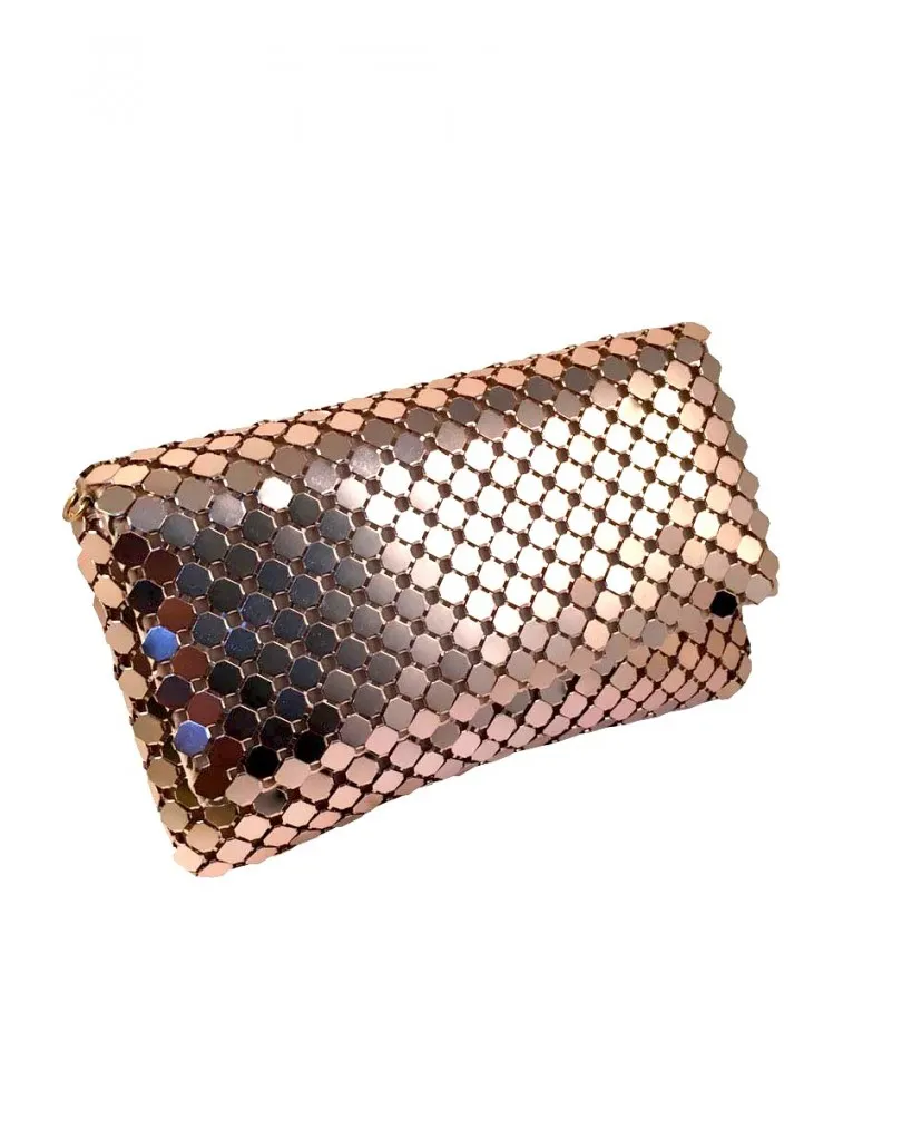 BOLSO DE FIESTA ORO ROSA, METAL EN OROROSADO