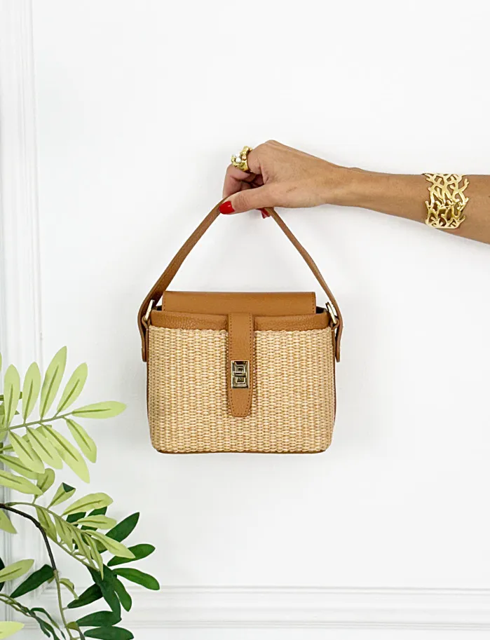 Bolso pocket rafia camel