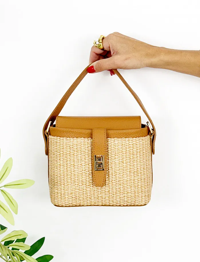 Bolso pocket rafia camel