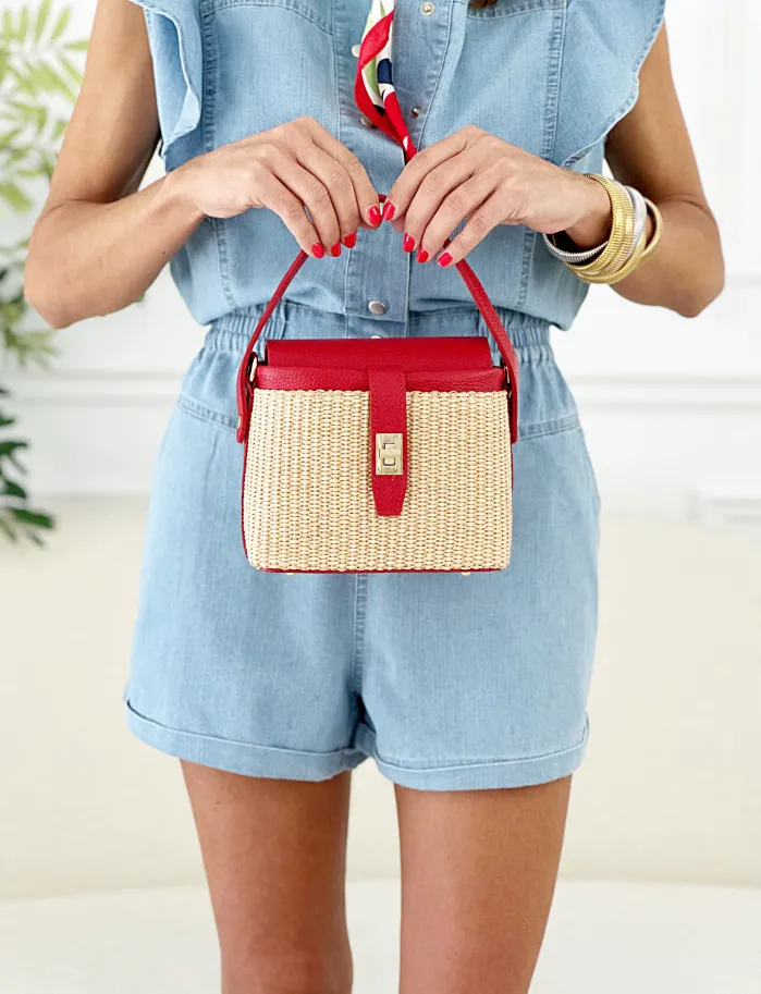 Bolso pocket rafia rojo