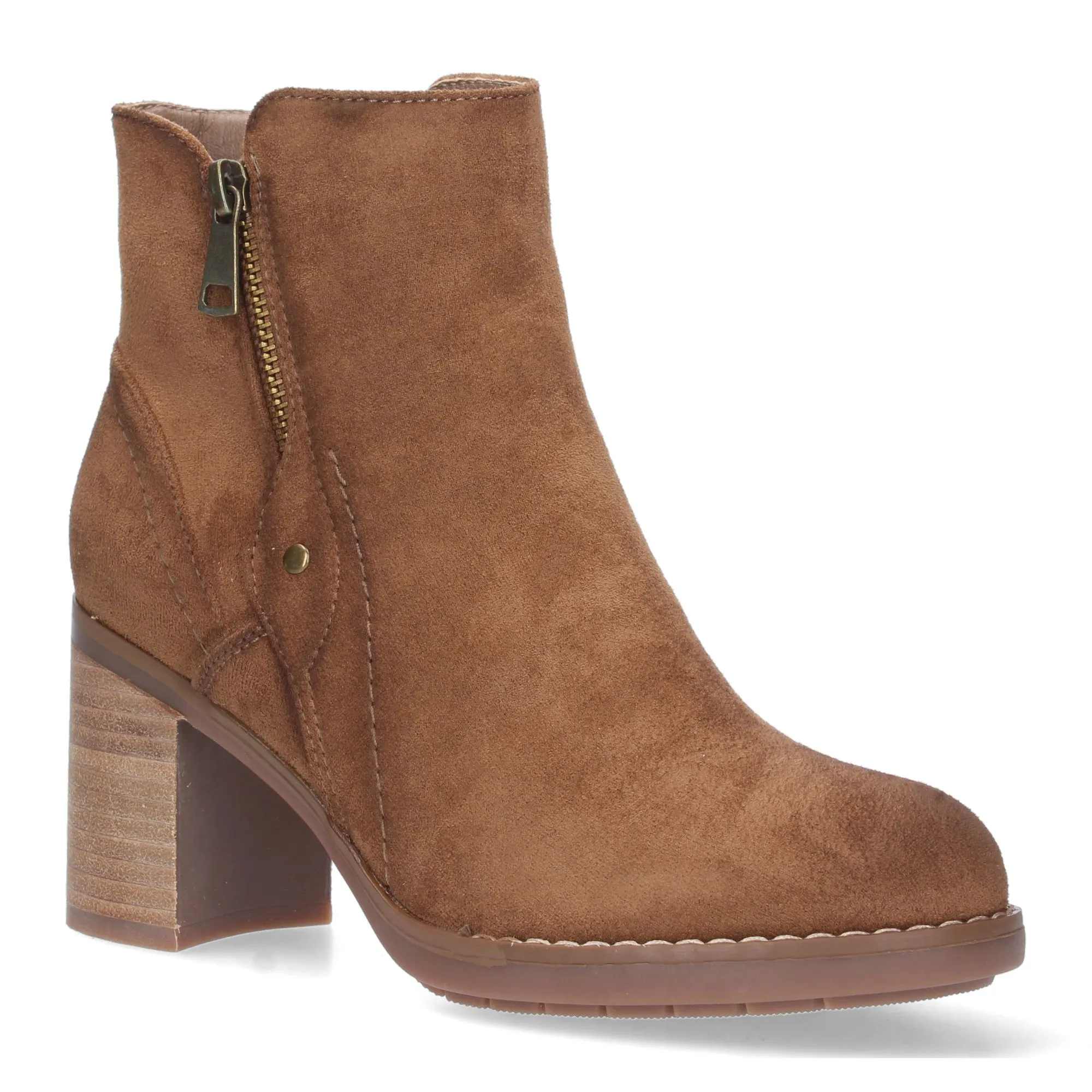 BOTINES COLOR CUERO DE TACóN MEDIO CREMALLERA MUJER VR3507