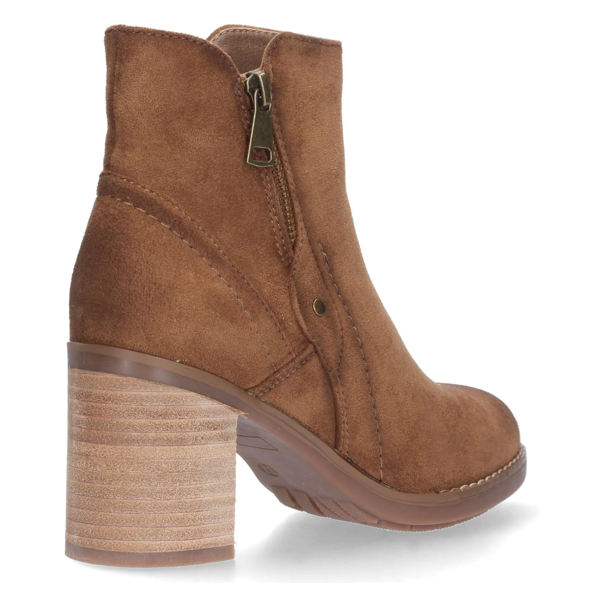 BOTINES COLOR CUERO DE TACóN MEDIO CREMALLERA MUJER VR3507