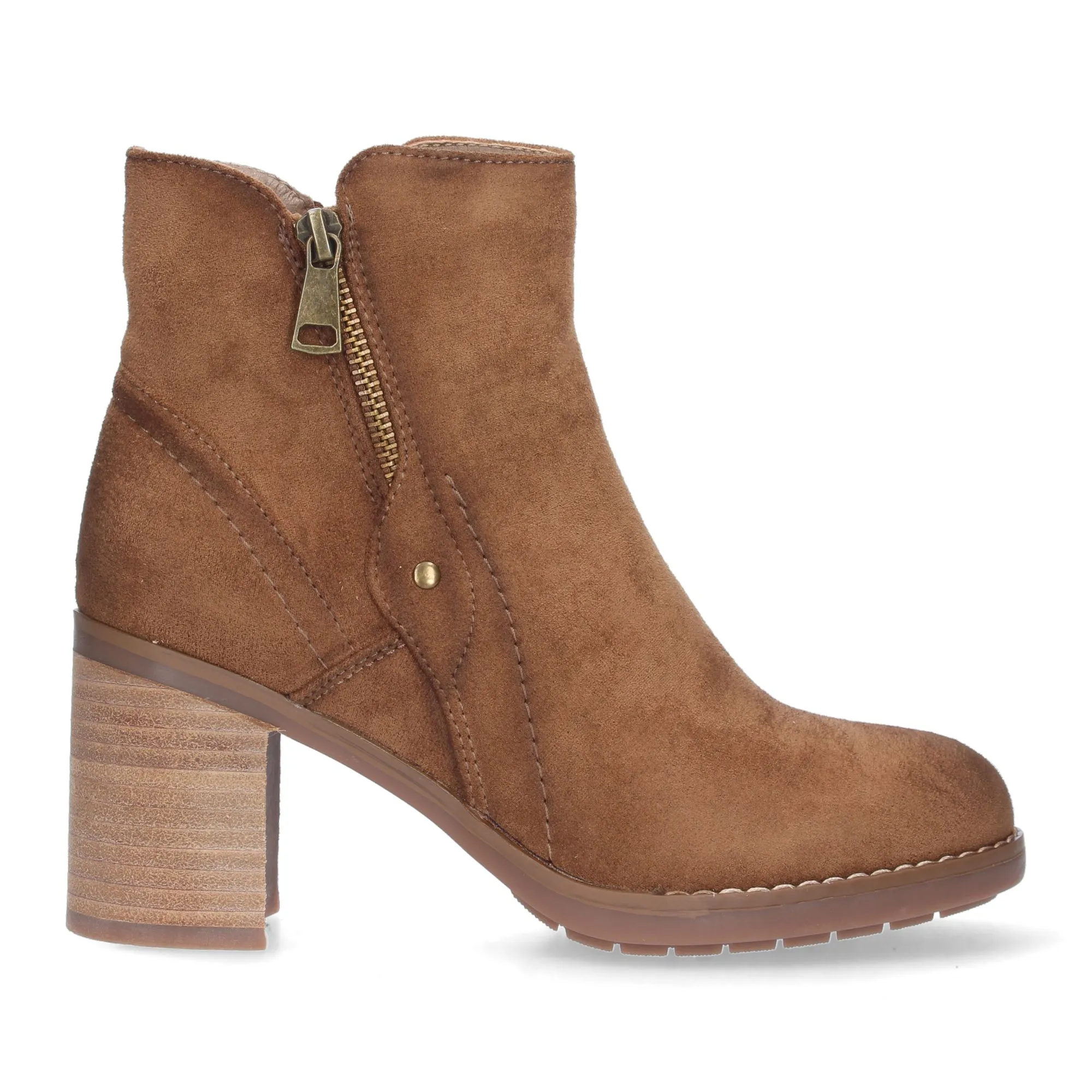 BOTINES COLOR CUERO DE TACóN MEDIO CREMALLERA MUJER VR3507