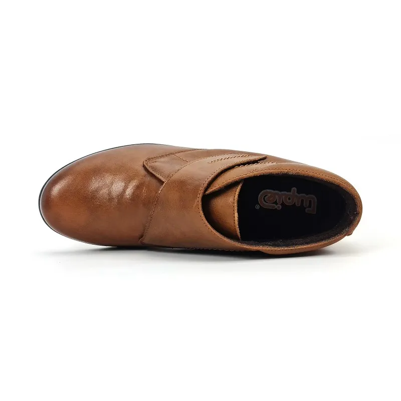 Botines Cómodos Mujer Piel Cuña Velcro Plantilla Extraíble 70244 Cuero, de Tupié