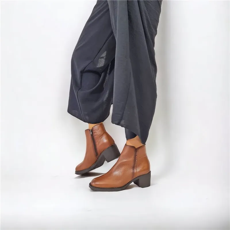 Botines Cómodos Tacón Medio Mujer Piel Blanda Cremallera 71140 Cuero, de Tupié