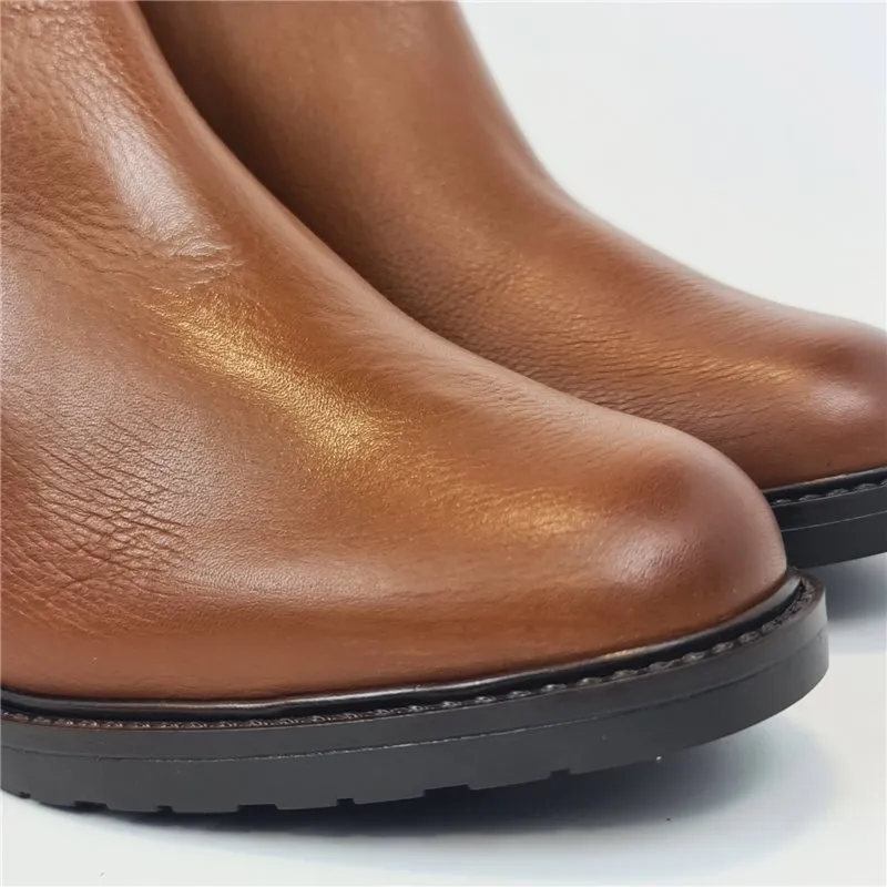 Botines Cómodos Tacón Medio Mujer Piel Blanda Cremallera 71140 Cuero, de Tupié