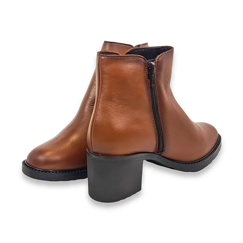 Botines Cómodos Tacón Medio Mujer Piel Blanda Cremallera 71140 Cuero, de Tupié
