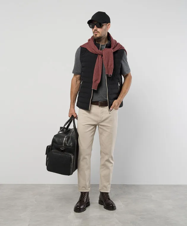 Brunello Cucinelli Beige pants with logo embroidery