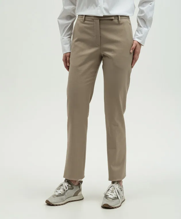 Brunello Cucinelli Beige pants with monil chain