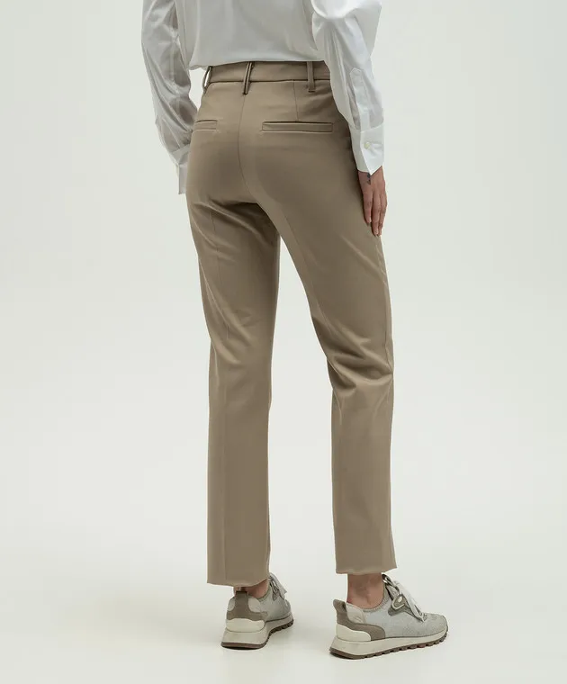 Brunello Cucinelli Beige pants with monil chain