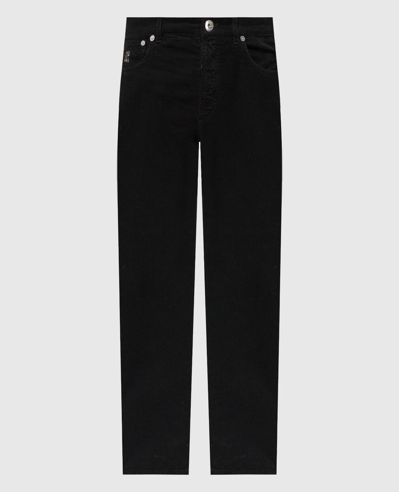 Brunello Cucinelli Black corduroy pants with logo patch