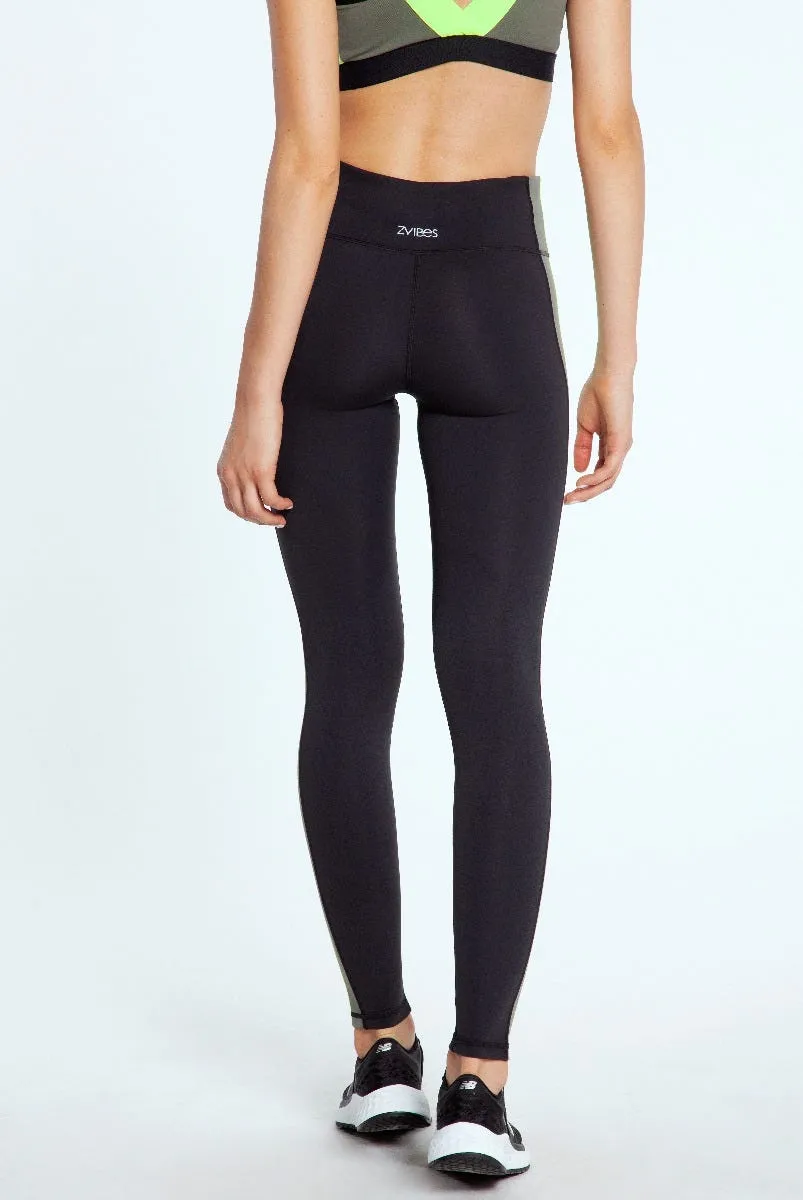 Calza Running Mujer ZVibes Neon Negra