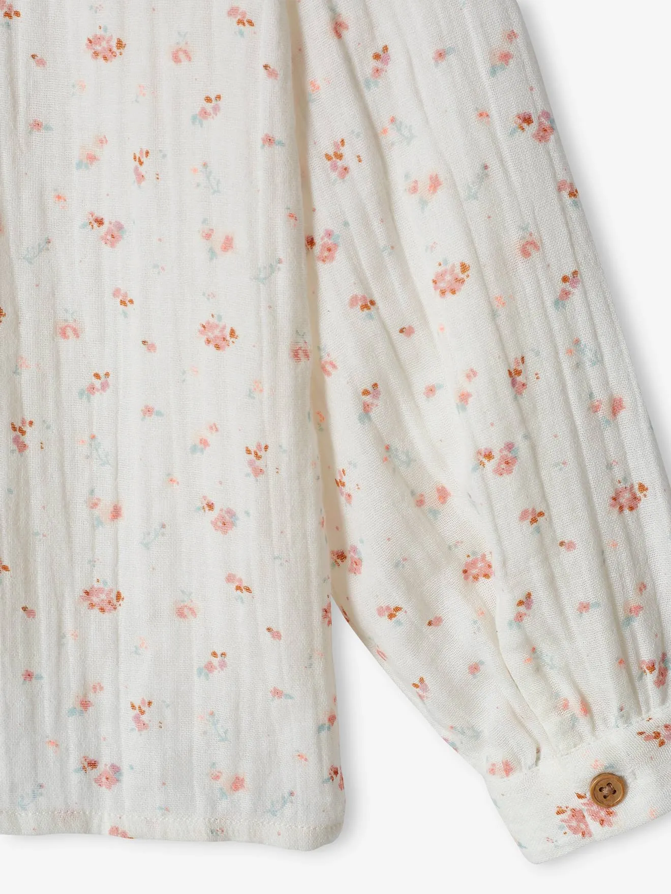 Camisa con volantes de gasa de algodón y estampado de flores para niña, personalizable