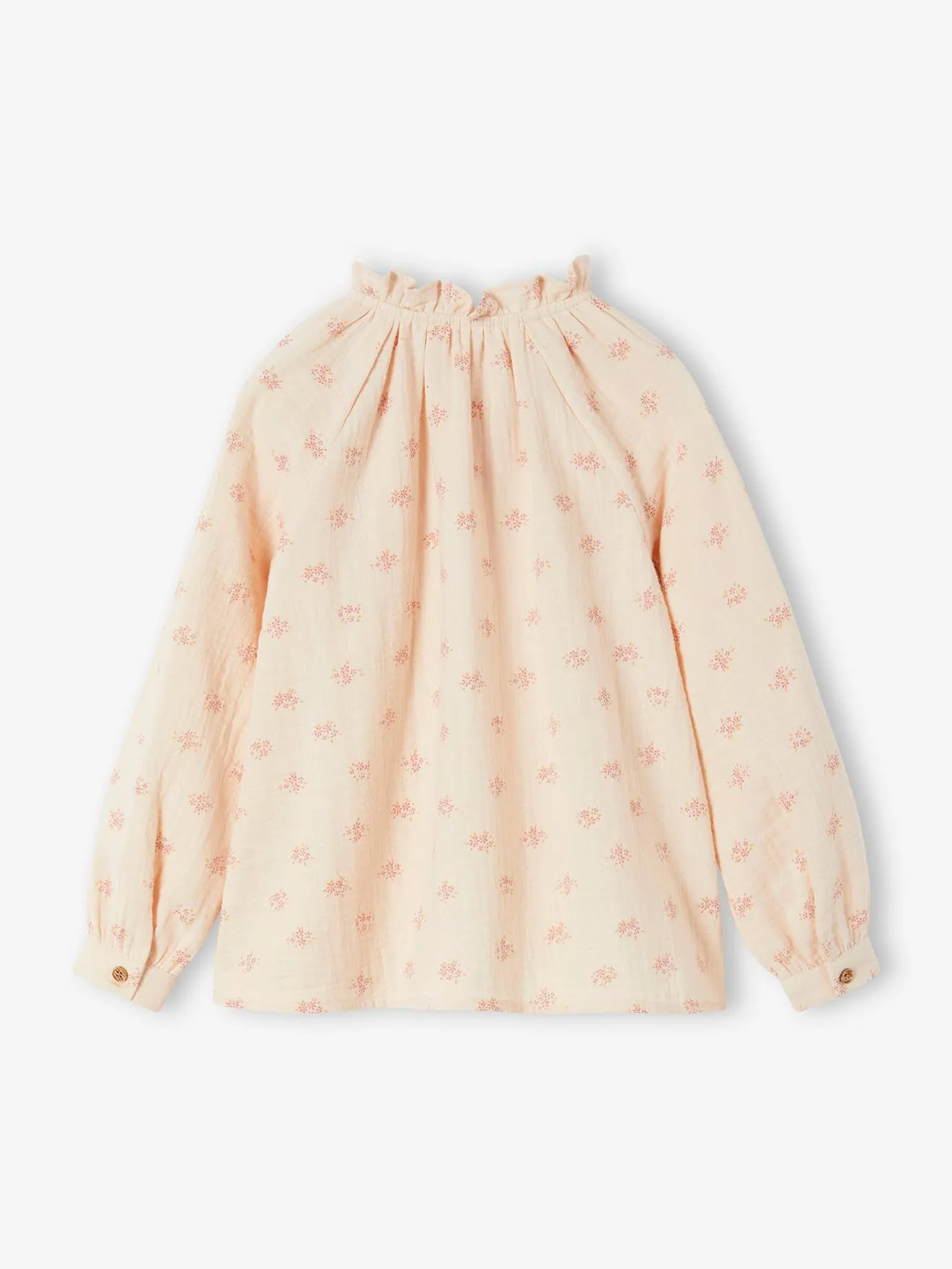 Camisa con volantes de gasa de algodón y estampado de flores para niña, personalizable