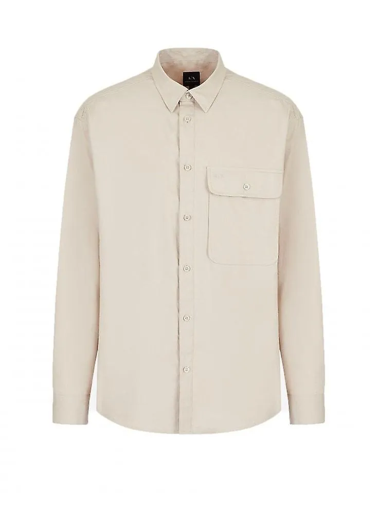 Camisa de sarga de algodón suave Armani Exchange para hombre Single Bre Stone