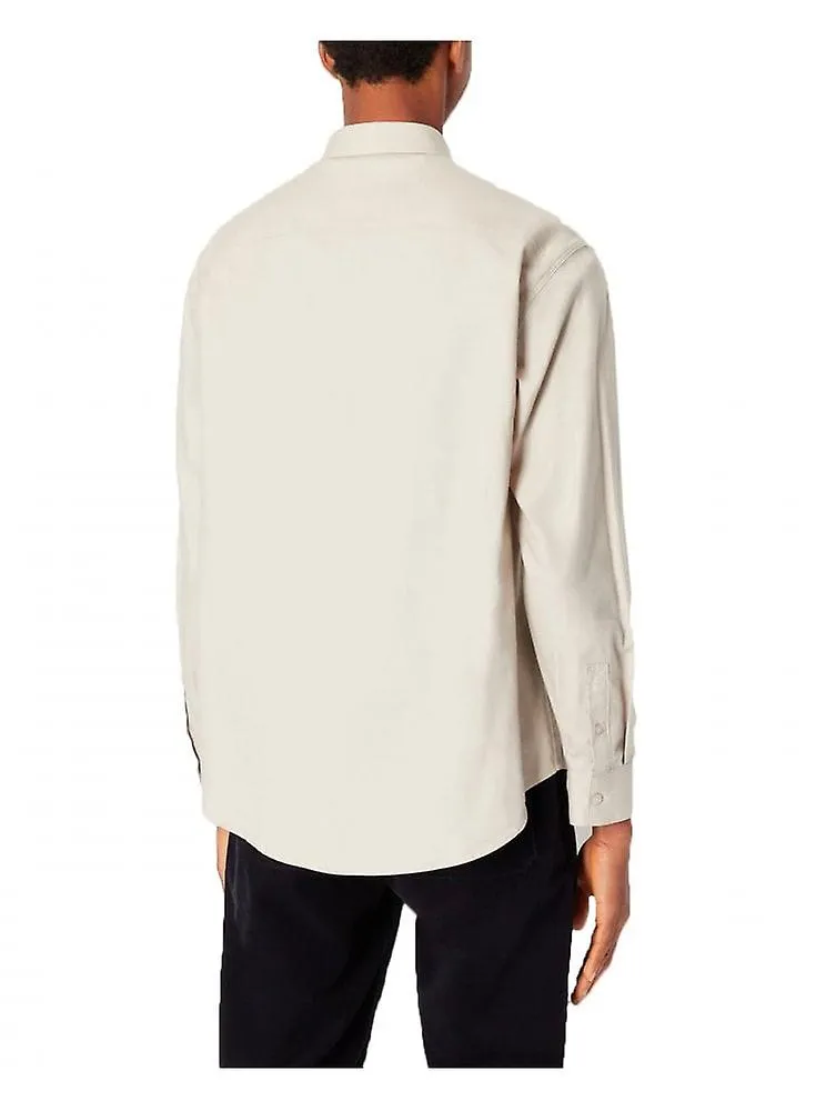 Camisa de sarga de algodón suave Armani Exchange para hombre Single Bre Stone