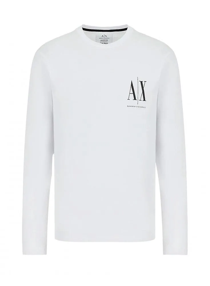 Camiseta de manga larga Armani Exchange Ikon Period para hombre blanca