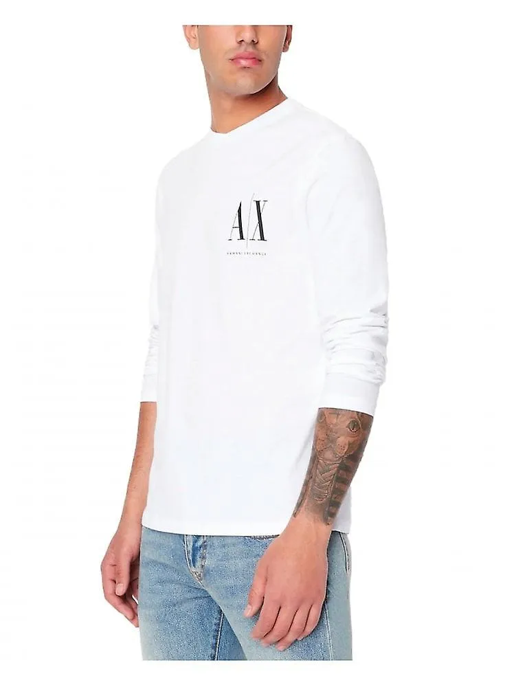 Camiseta de manga larga Armani Exchange Ikon Period para hombre blanca