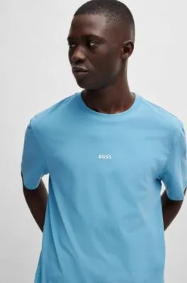 Camiseta relaxed fit de algodón elástico con logo estampado