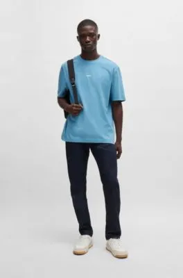 Camiseta relaxed fit de algodón elástico con logo estampado