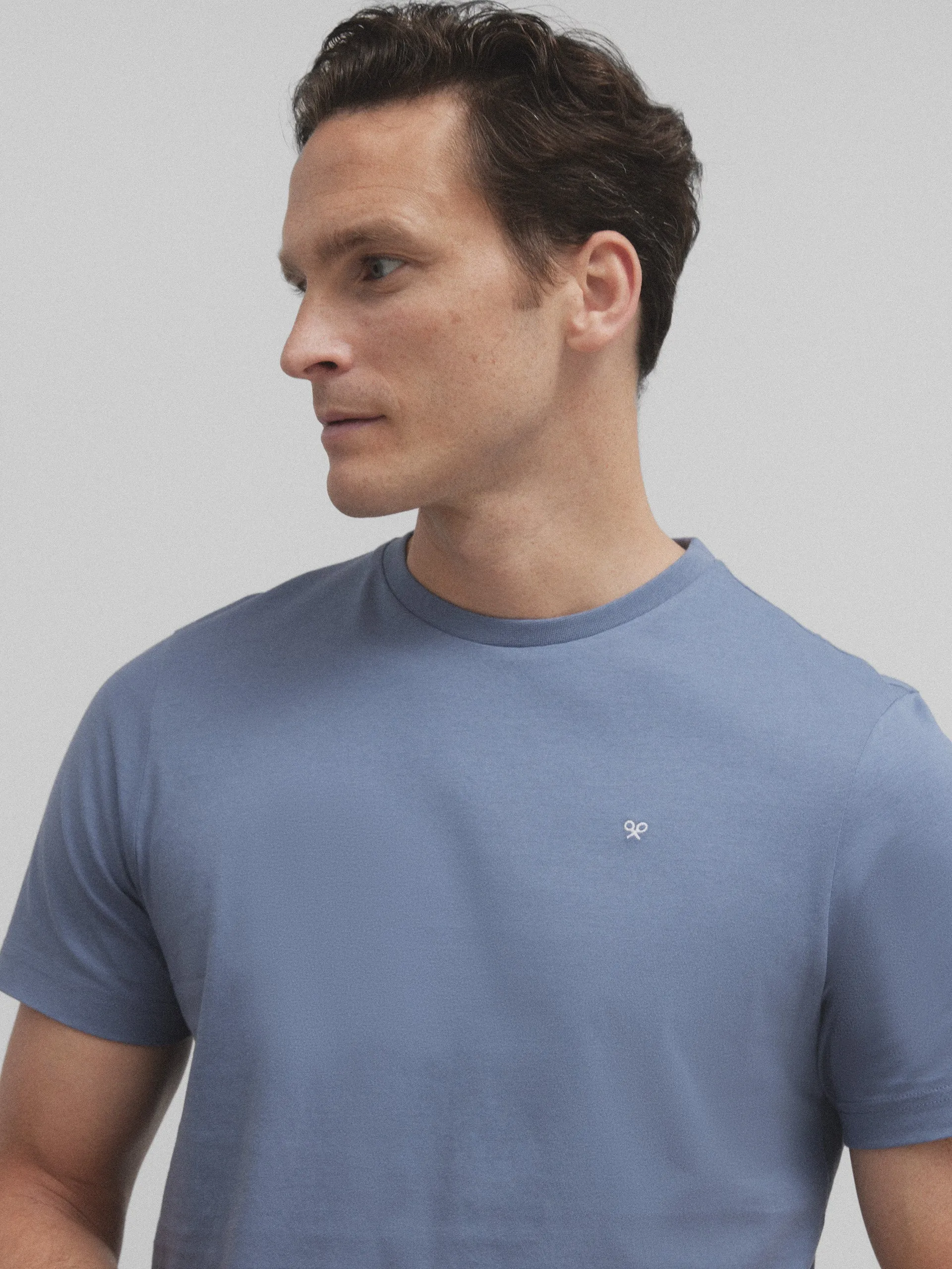 Camiseta silbon minilogo azul