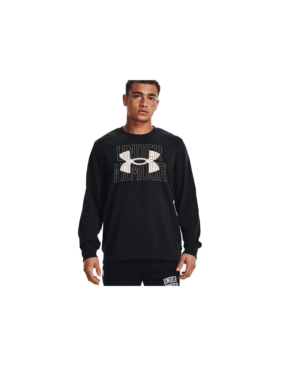 Camiseta Under Armour Rival Terry Logo Crew Hombre BK