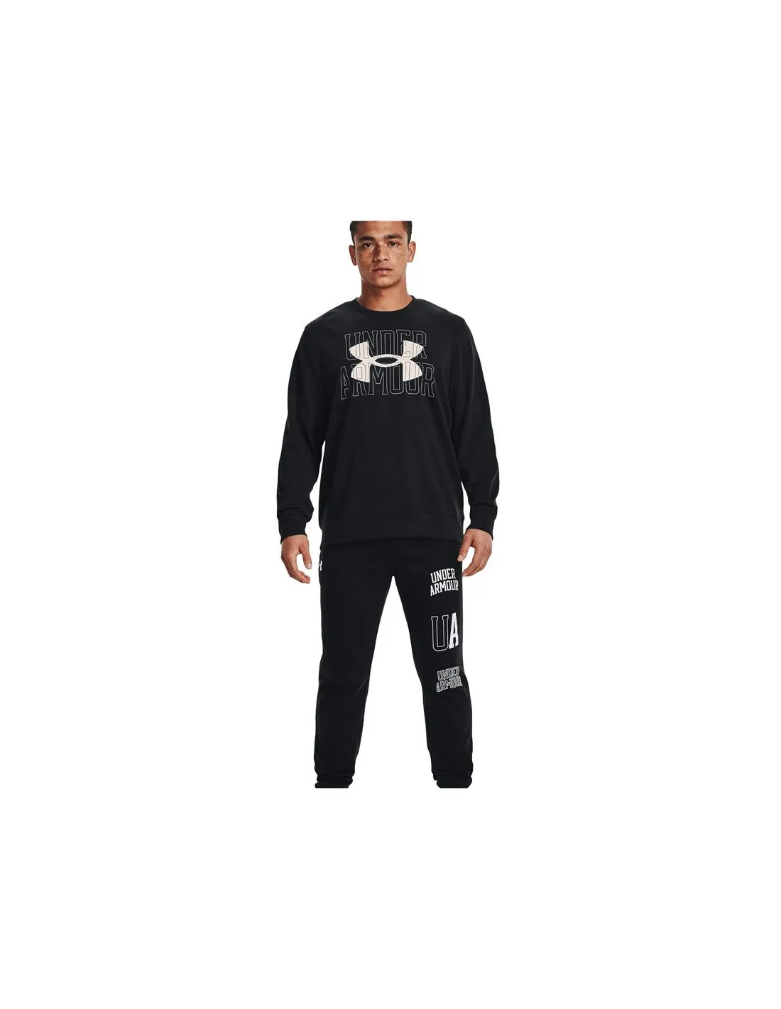 Camiseta Under Armour Rival Terry Logo Crew Hombre BK