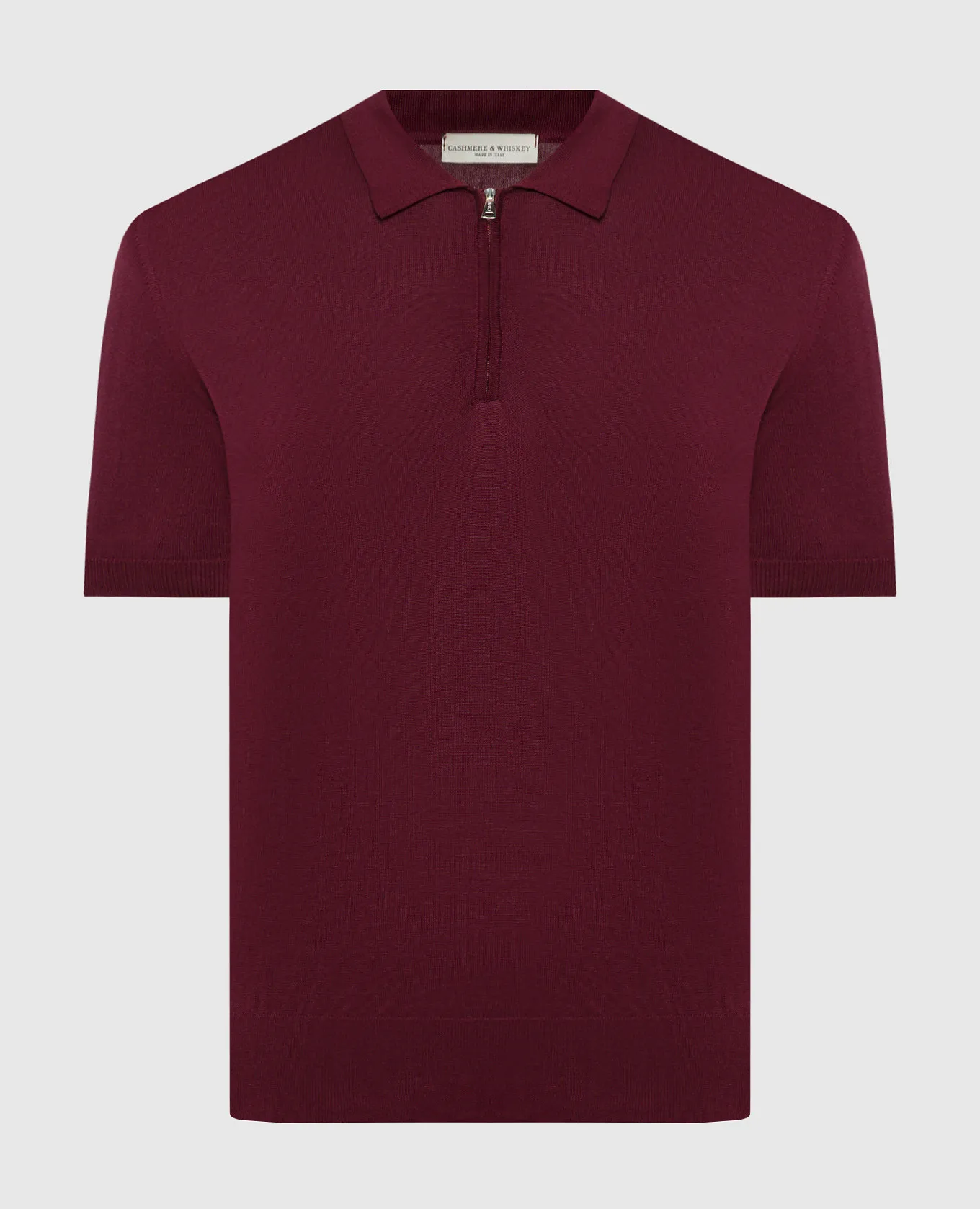 Cashmere&Whiskey Burgundy polo shirt with silk and cashmere