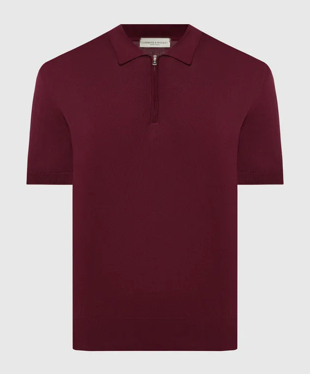 Cashmere&Whiskey Burgundy polo shirt with silk and cashmere