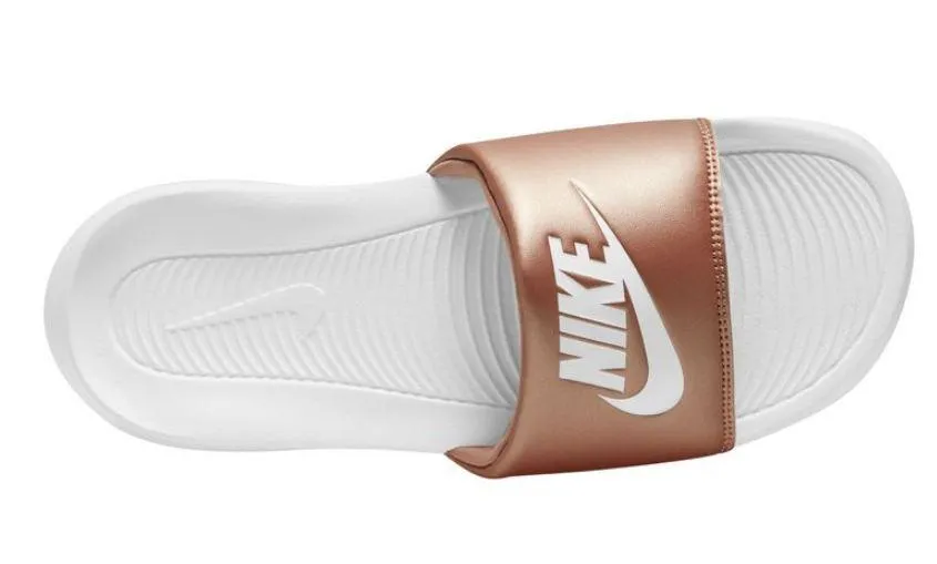 Chanclas Nike Victori One Slide Mujer Blanco/Bronce