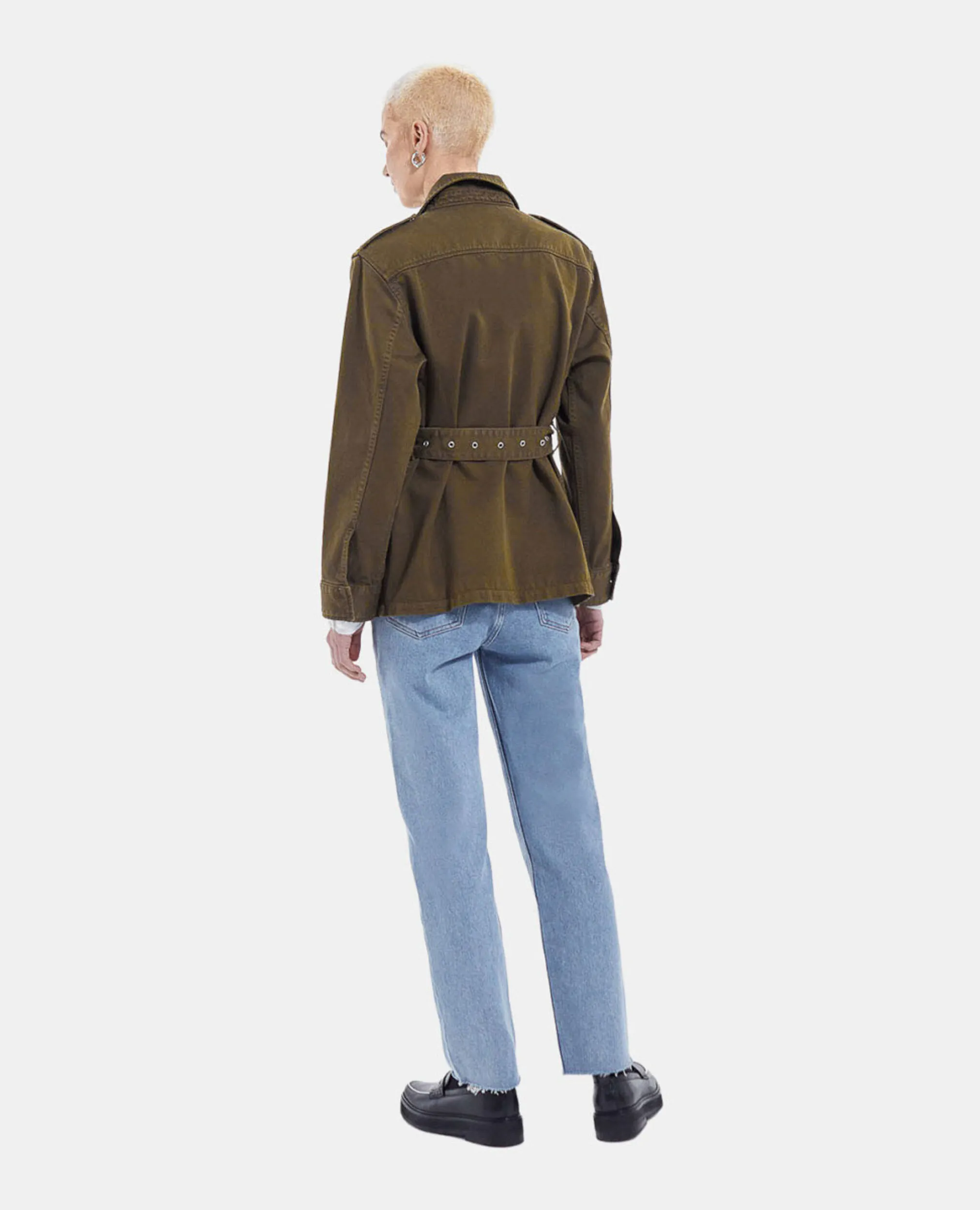 Chaqueta vaquera caqui cinturón