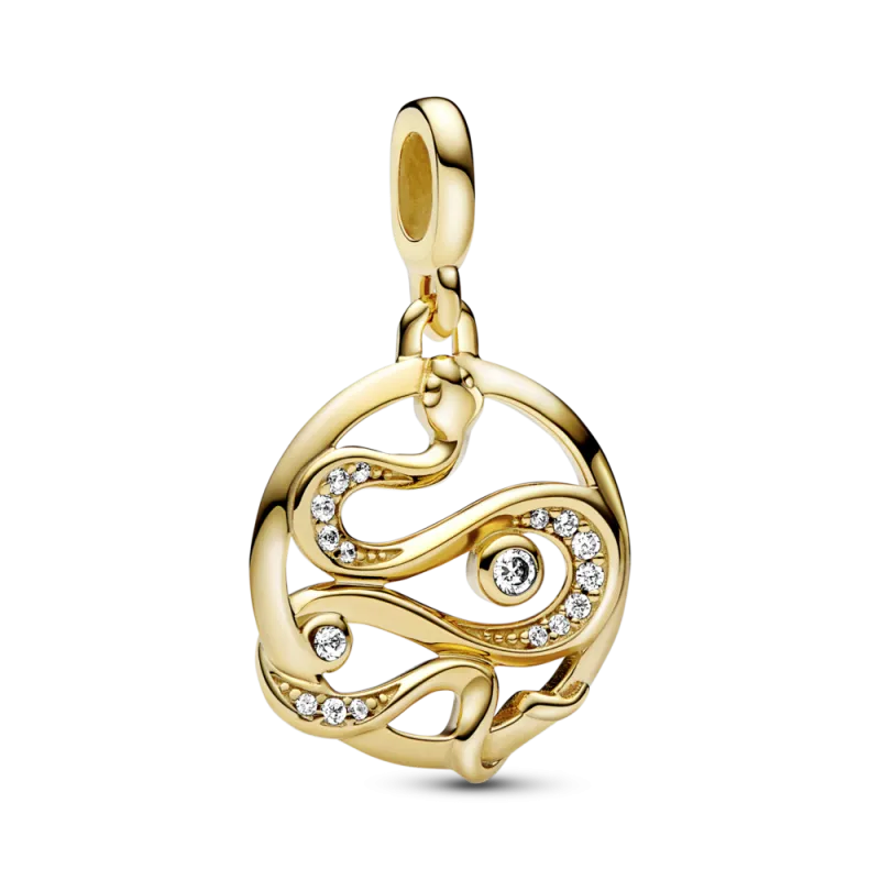 CHARM PANDORA MEDALLON SERPIENTE BAÑO ORO PAVE 762301C01