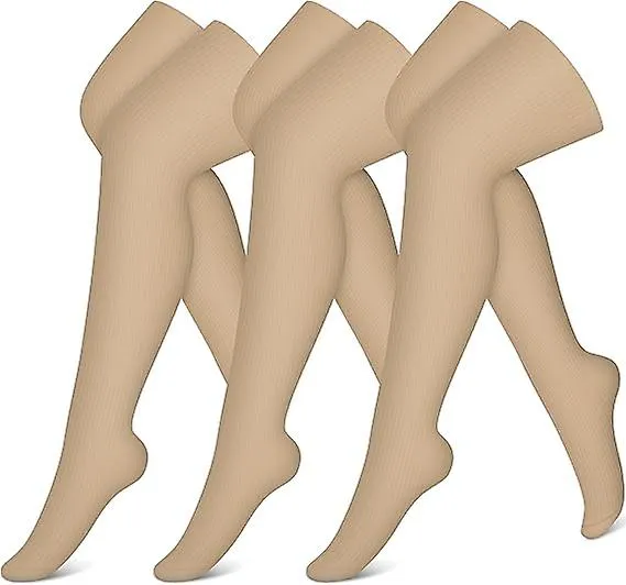 COMPRESSION SOCKS (3 PAIRS) KNEE HIGH COMPRESSION SOCK FOR WOMEN & MEN STOCKINGS FOR RUNNING, CYCLING,ATHLETICSMALLMEDIUM/