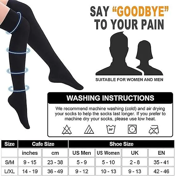 COMPRESSION SOCKS (3 PAIRS) KNEE HIGH COMPRESSION SOCK FOR WOMEN & MEN STOCKINGS FOR RUNNING, CYCLING,ATHLETICSMALLMEDIUM/