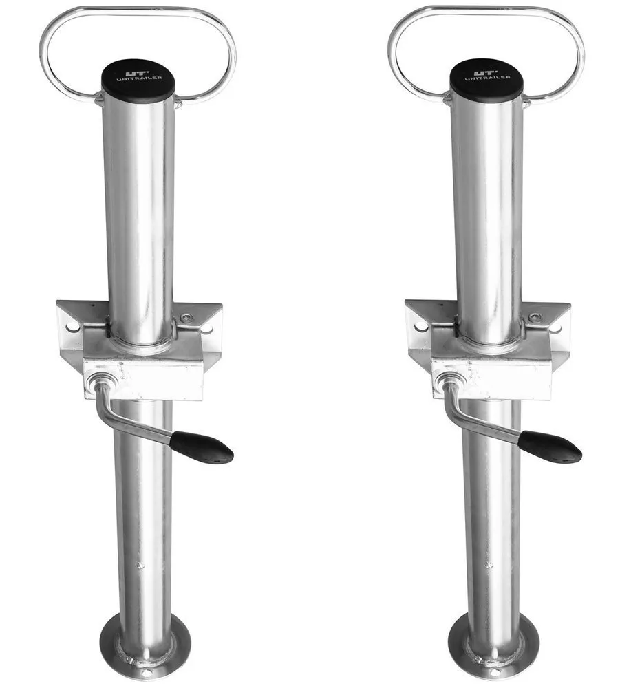 CONJUNTO: DOS PIES DE APOYO CON ABRAZADERAS PARA REMOLQUES UNITRAILER 60 CM  FI 48 MM