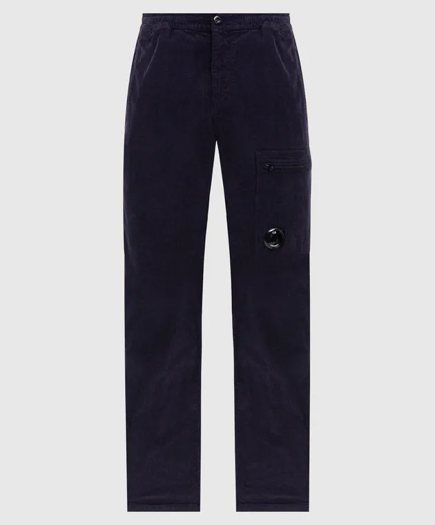 C.P. Company Blue corduroy cargo pants with logo
