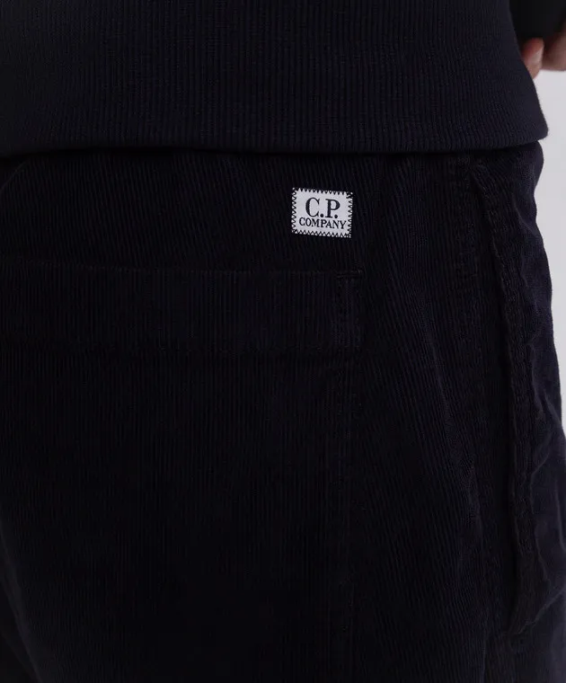 C.P. Company Blue corduroy cargo pants with logo
