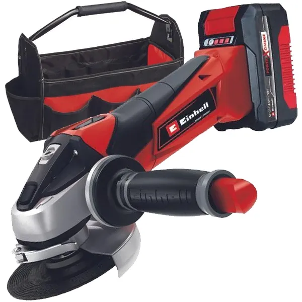 EINHELL  TEAG 18/115 LI PXC  AMOLADORA ANGULAR CON 1 BATERíA, LIION, 18 V, 4 AH, 115 MM, BOLSA TEXTIL